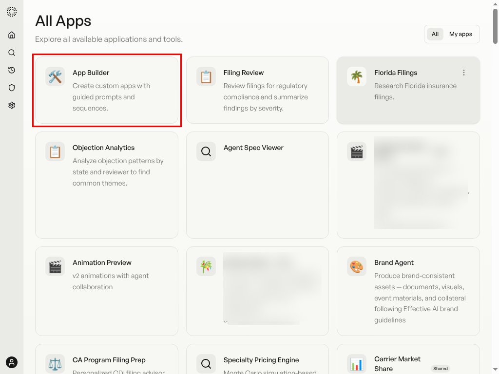 Find the App Builder — screenshot