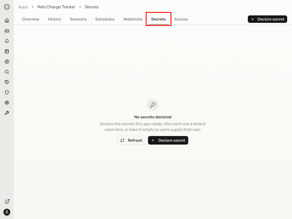 Configure Secrets — screenshot