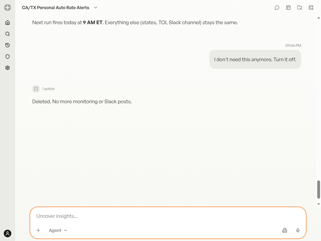 Confirmation that the subscription has been deleted